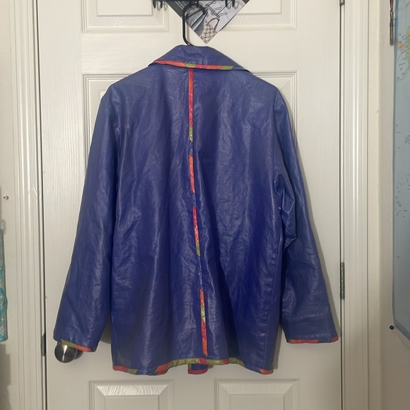 VINTAGE Marylou Ozbolt Storer Fibre Arts Raincoat Rainbow Trim Medium - Picture 5 of 5